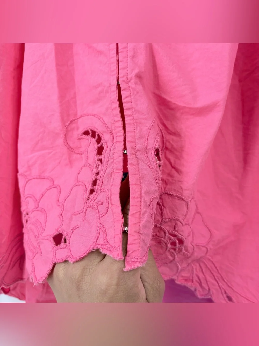 Free People Bubblegum Pink Maisie Cutwork Top